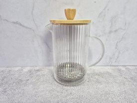 Cafetera vidrio tapa madera prensa francesa
